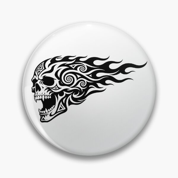 Item preview, Stealth Blackout Tribal Flaming Skull Art designed and sold by Skulls & Calaveras.