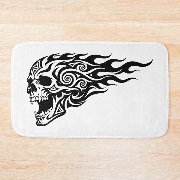 Item preview, Stealth Blackout Tribal Flaming Skull Art designed and sold by Skulls & Calaveras.