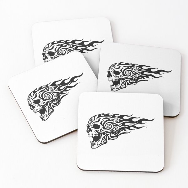 Item preview, Stealth Blackout Tribal Flaming Skull Art designed and sold by Skulls & Calaveras.