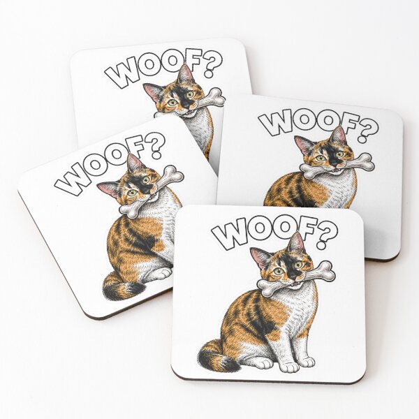 Item preview, Woof? Funny Calico Cat With Dog Bone designed and sold by PierniksWorld.