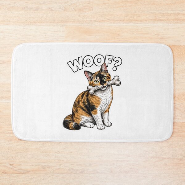 Item preview, Woof? Funny Calico Cat With Dog Bone designed and sold by PierniksWorld.