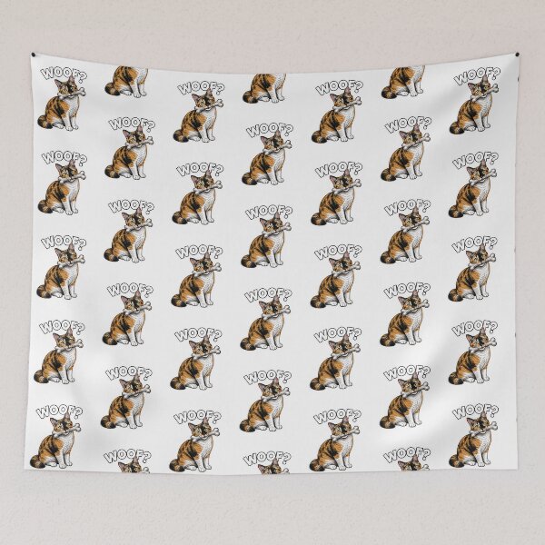 Item preview, Woof? Funny Calico Cat With Dog Bone designed and sold by PierniksWorld.