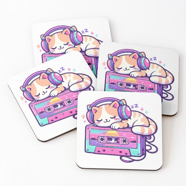 Item preview, ⁠Cute Aesthetic LoFi Cat Sleeping on Retro Cassette Sticker designed and sold by MIROUZ2000.