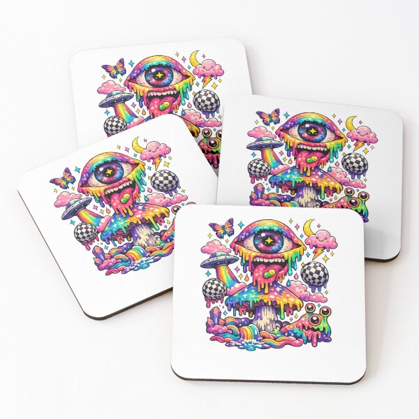 Item preview, Psychedelic Trippy Eye Mushroom Art | Colorful Surreal Fantasy Wall Decor | Neon Alien Dreamscape Print designed and sold by Hookesmode.