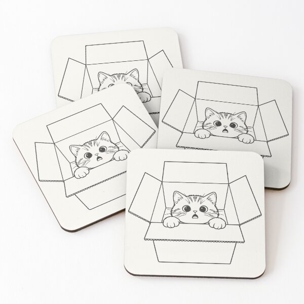 Item preview, Cat in Cardboard Box - Black Line Art designed and sold by sxtfejvseyn.