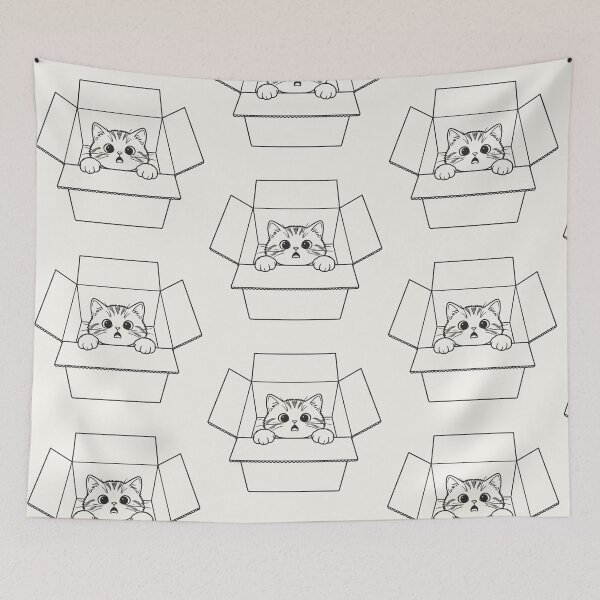 Item preview, Cat in Cardboard Box - Black Line Art designed and sold by sxtfejvseyn.
