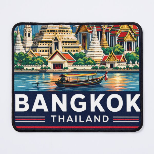 Item preview, Bangkok Thailand Temple District | Riverside Heritage Travel Illustration designed and sold by CosmicAnomaly.