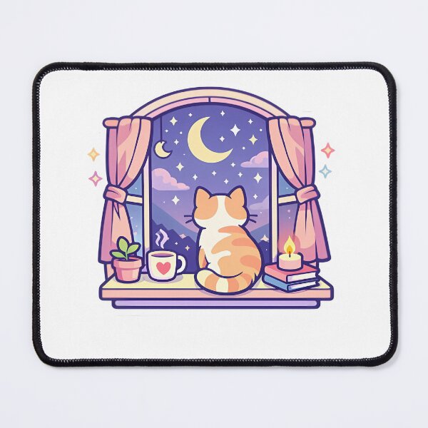 Item preview, Cozy Aesthetic LoFi Window View Anime Cat Sticker designed and sold by MIROUZ2000.