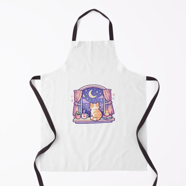 Item preview, Cozy Aesthetic LoFi Window View Anime Cat Sticker designed and sold by MIROUZ2000.
