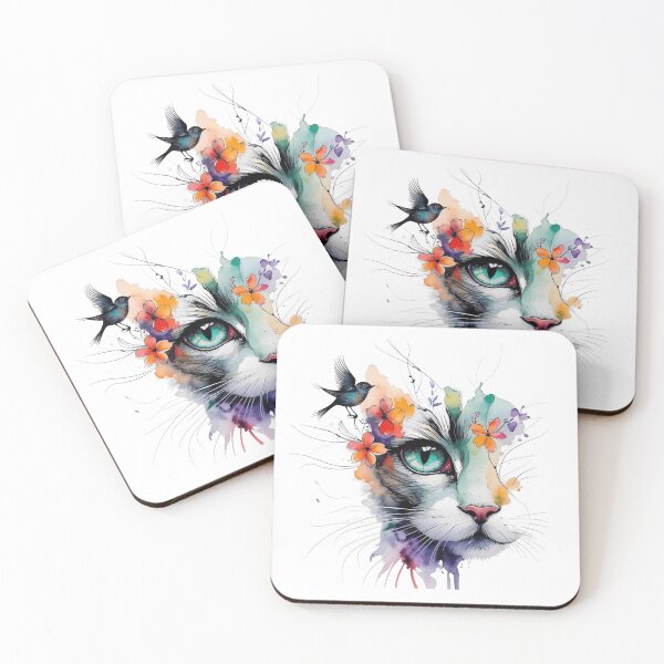 Item preview, Mystical Cat Eye Watercolor Tee - Floral Feline Fantasy designed and sold by Hassani1.