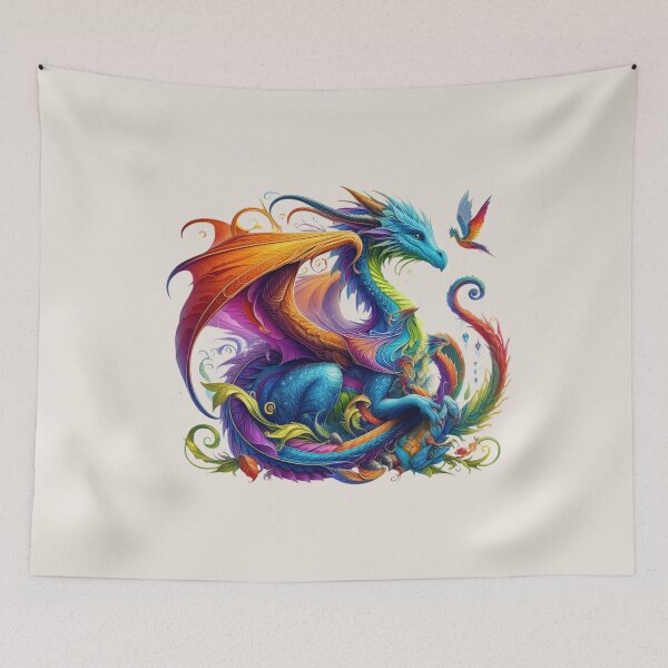 Item preview, Rainbow fantasy dragon designed and sold by NerdiPop.