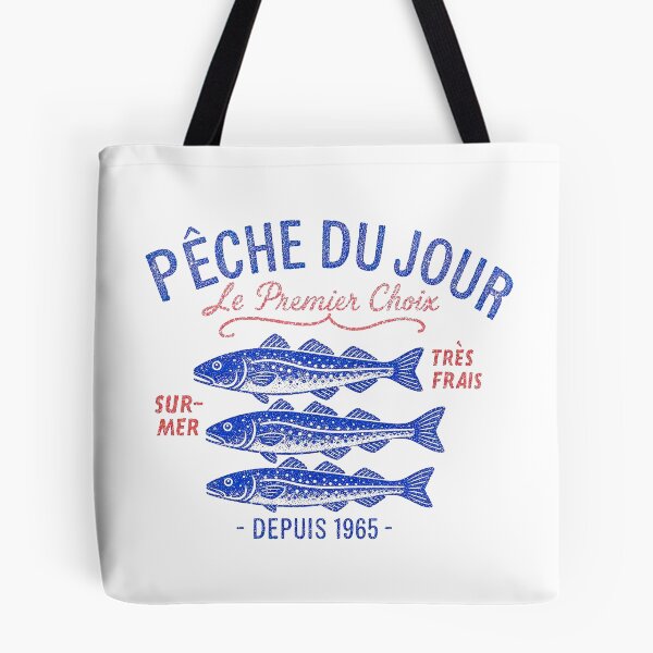 Aperçu de l'œuvre Morue franche Pêche du Jour – Design vintage de bord de mer français créée et vendue par NewNomads.