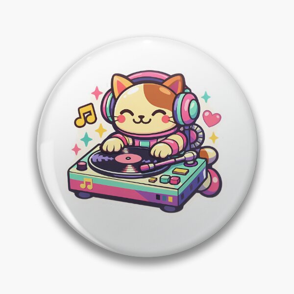 Item preview, ⁠Cute Retro Vinyl Record Turntable DJ Cat Sticker designed and sold by MIROUZ2000.