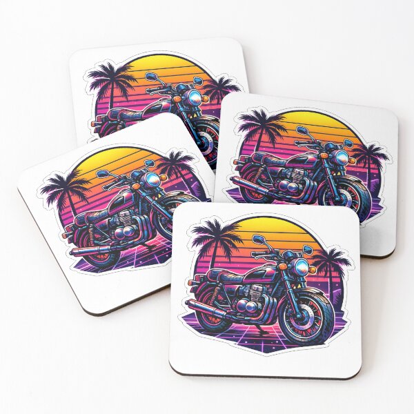 Item preview, Retro Synthwave Motorcycle Sticker — 80s Neon Sunset Retrowave Biker designed and sold by hamidessebaa.