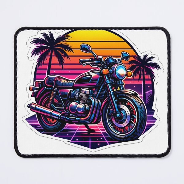 Item preview, Retro Synthwave Motorcycle Sticker — 80s Neon Sunset Retrowave Biker designed and sold by hamidessebaa.