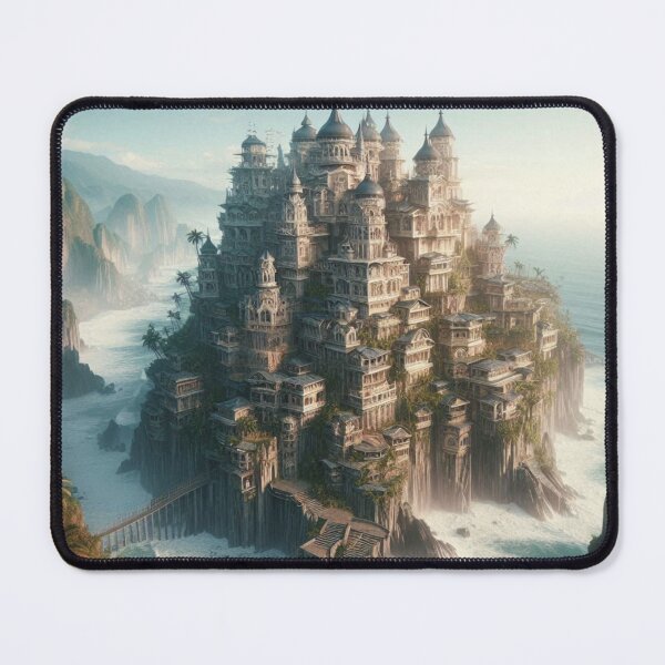 Item preview, Ancient Cliffside Castle | Fantasy Ocean Citadel | Lost World Architecture designed and sold by IRON SIREN.