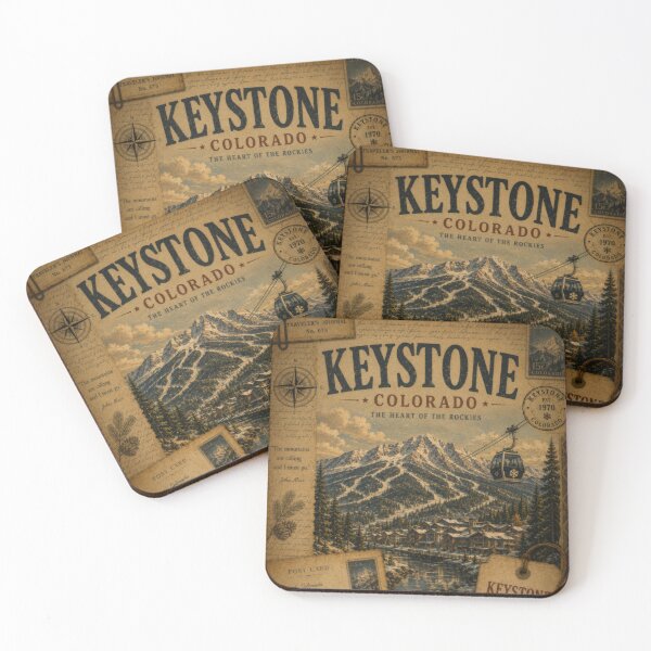 Item preview, Keystone Colorado Vintage Ski Resort Collage | Rocky Mountain Heritage Illustration designed and sold by CosmicAnomaly.