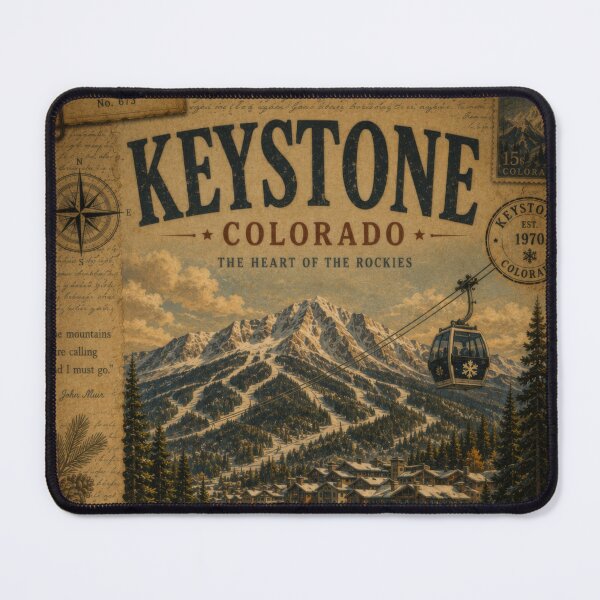 Item preview, Keystone Colorado Vintage Ski Resort Collage | Rocky Mountain Heritage Illustration designed and sold by CosmicAnomaly.