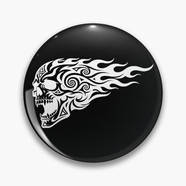 Item preview, Stealth Blackout Tribal Flaming Skull Art - White designed and sold by Skulls & Calaveras.