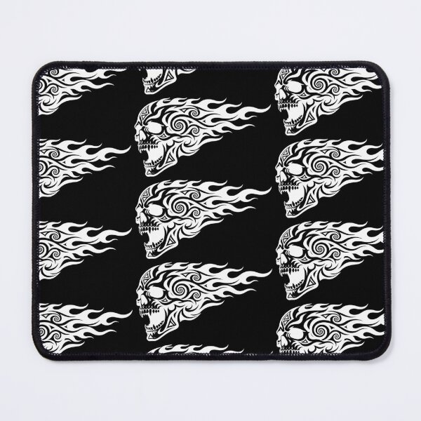 Item preview, Stealth Blackout Tribal Flaming Skull Art - White designed and sold by Skulls & Calaveras.