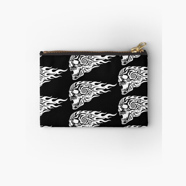 Item preview, Stealth Blackout Tribal Flaming Skull Art - White designed and sold by Skulls & Calaveras.