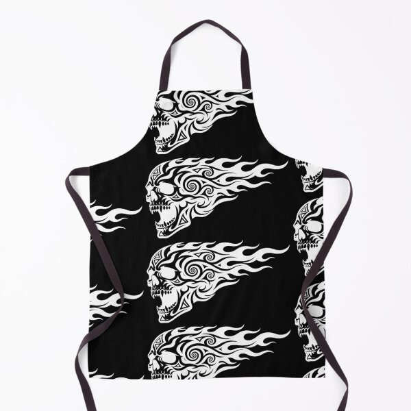 Item preview, Stealth Blackout Tribal Flaming Skull Art - White designed and sold by Skulls & Calaveras.