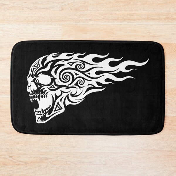 Item preview, Stealth Blackout Tribal Flaming Skull Art - White designed and sold by Skulls & Calaveras.