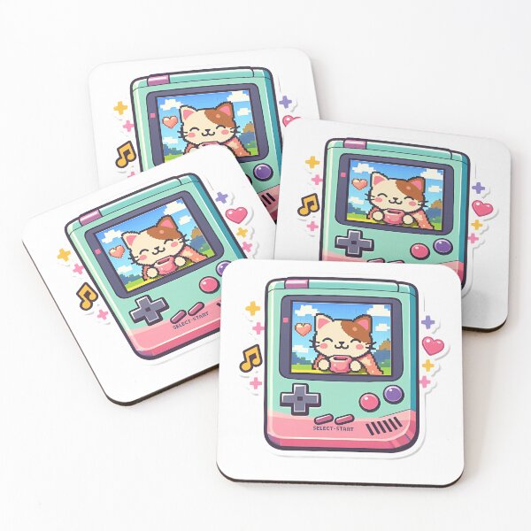 Item preview, ⁠Cute Retro Handheld Game Console Pixel Cat Sticker designed and sold by MIROUZ2000.