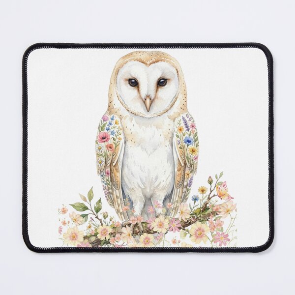 Item preview, Watercolor owl with summer wildflowers on its wings and branch. designed and sold by VibranPalette.
