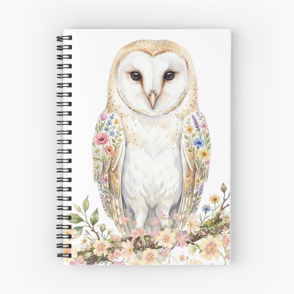 Item preview, Watercolor owl with summer wildflowers on its wings and branch. designed and sold by VibranPalette.