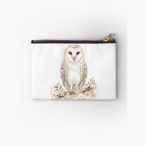 Item preview, Watercolor owl with summer wildflowers on its wings and branch. designed and sold by VibranPalette.