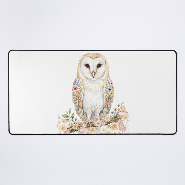 Item preview, Watercolor owl with summer wildflowers on its wings and branch. designed and sold by VibranPalette.