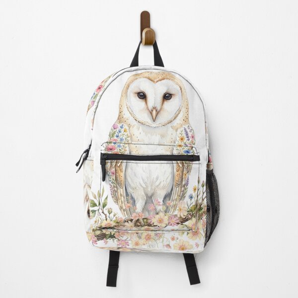 Item preview, Watercolor owl with summer wildflowers on its wings and branch. designed and sold by VibranPalette.