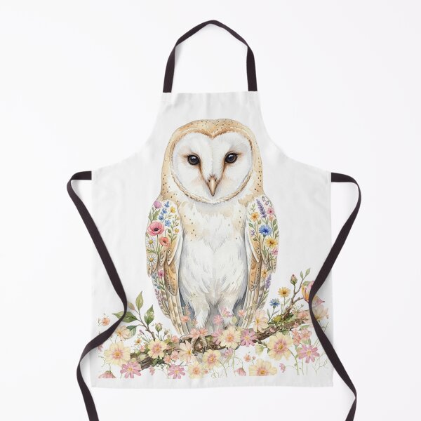 Item preview, Watercolor owl with summer wildflowers on its wings and branch. designed and sold by VibranPalette.