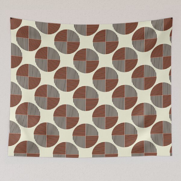 Item preview, Retro Geometric Circle Pattern Mid Century Modern Stripes Seamless in Earth Tones  designed and sold by Dino-Lune.
