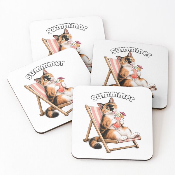 Item preview, Summer Calico Cat Relaxing With Cocktail designed and sold by PierniksWorld.