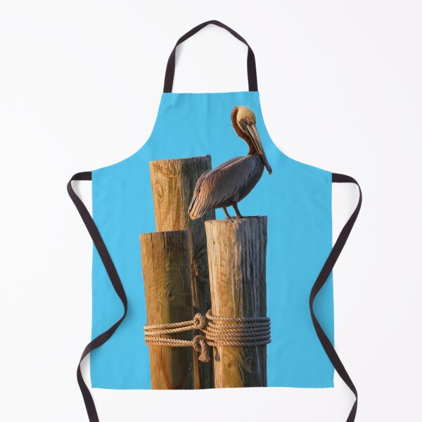 Item preview, Pelican on Pier Posts – Coastal Dockside Wildlife Art designed and sold by shorethings.