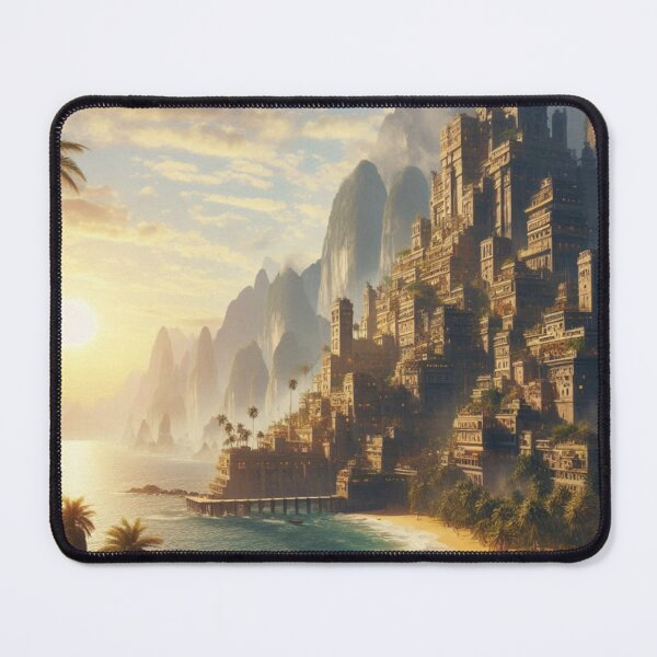 Item preview, Golden Hour Coastal City | Ancient Cliffside Citadel | Tropical Sunset Architecture designed and sold by IRON SIREN.