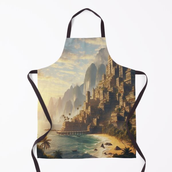 Item preview, Golden Hour Coastal City | Ancient Cliffside Citadel | Tropical Sunset Architecture designed and sold by IRON SIREN.