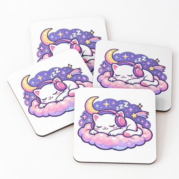 Item preview, ⁠Aesthetic Pastel Cloud Floating Sleeping Cat Sticker designed and sold by MIROUZ2000.
