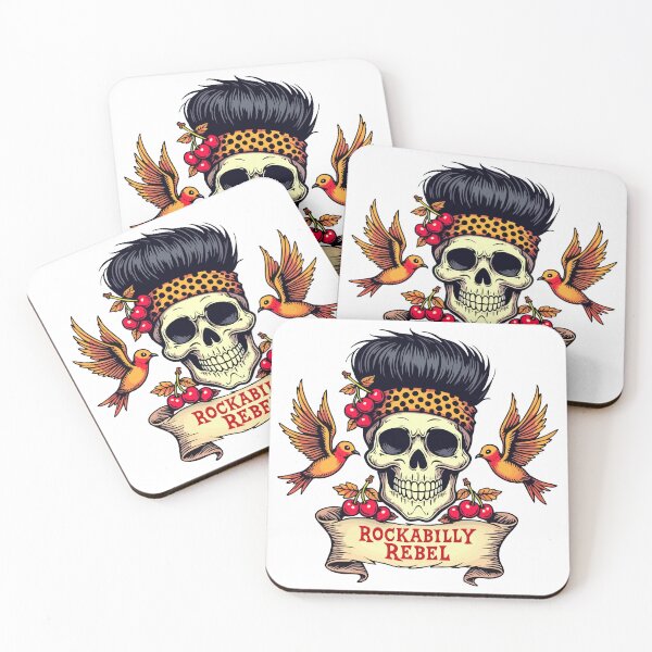 Item preview, Rockabilly Rebel Skull - American Traditional Tattoo Art designed and sold by Hans-Design.