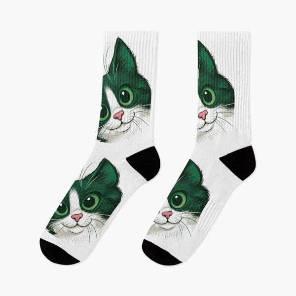 Item preview, Cute Green Cat Illustration - Whimsical Feline Portrait designed and sold by Golden Threads Studio.