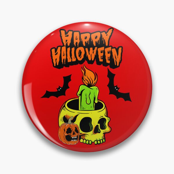 Item preview, Happy Halloween - Skull Candle Holder & Pumpkin Retro Spooky Art designed and sold by PrimalBeastLab.