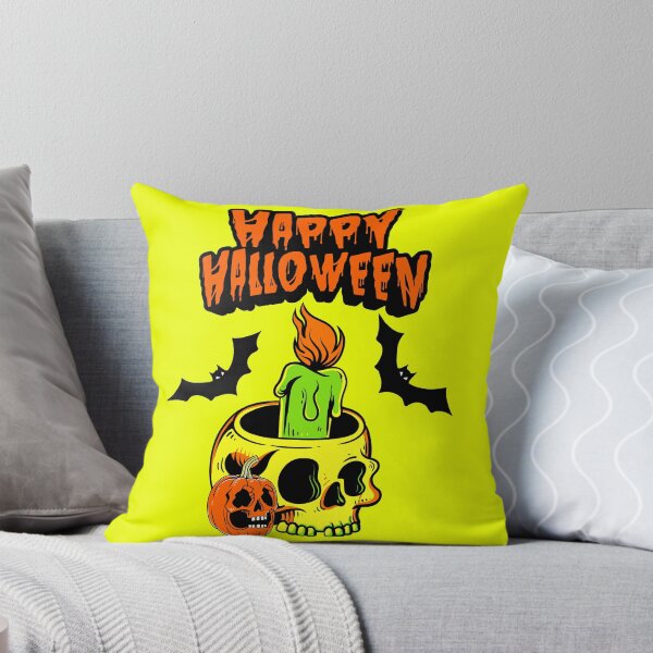Item preview, Happy Halloween - Skull Candle Holder & Pumpkin Retro Spooky Art designed and sold by PrimalBeastLab.