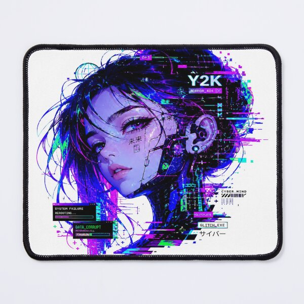 Item preview, Cyber Glitch Girl Sticker | Futuristic Y2K Digital Art | Neon Sci-Fi Character designed and sold by StickersHul.