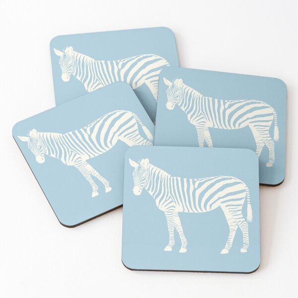 Item preview, Cream Monochrome Zebra on Dusty Blue Scandinavian Style Animal Illustration designed and sold by Nasdigitalart.