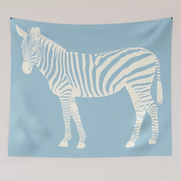 Item preview, Cream Monochrome Zebra on Dusty Blue Scandinavian Style Animal Illustration designed and sold by Nasdigitalart.