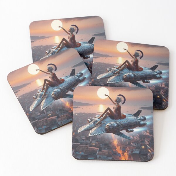 Item preview, Sci-Fi Goddess Over City | Spaceship Sunset | Futuristic Favela Art designed and sold by IRON SIREN.