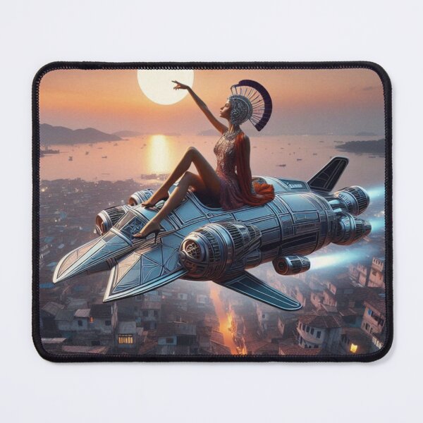Item preview, Sci-Fi Goddess Over City | Spaceship Sunset | Futuristic Favela Art designed and sold by IRON SIREN.