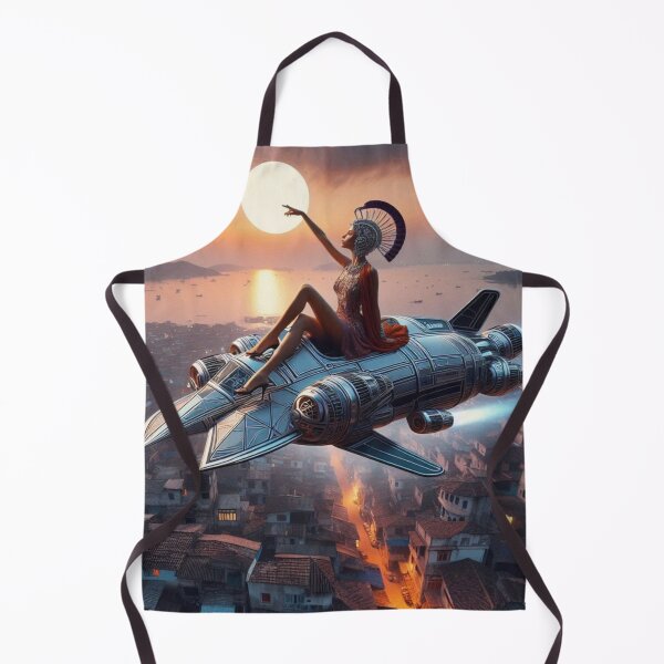 Item preview, Sci-Fi Goddess Over City | Spaceship Sunset | Futuristic Favela Art designed and sold by IRON SIREN.